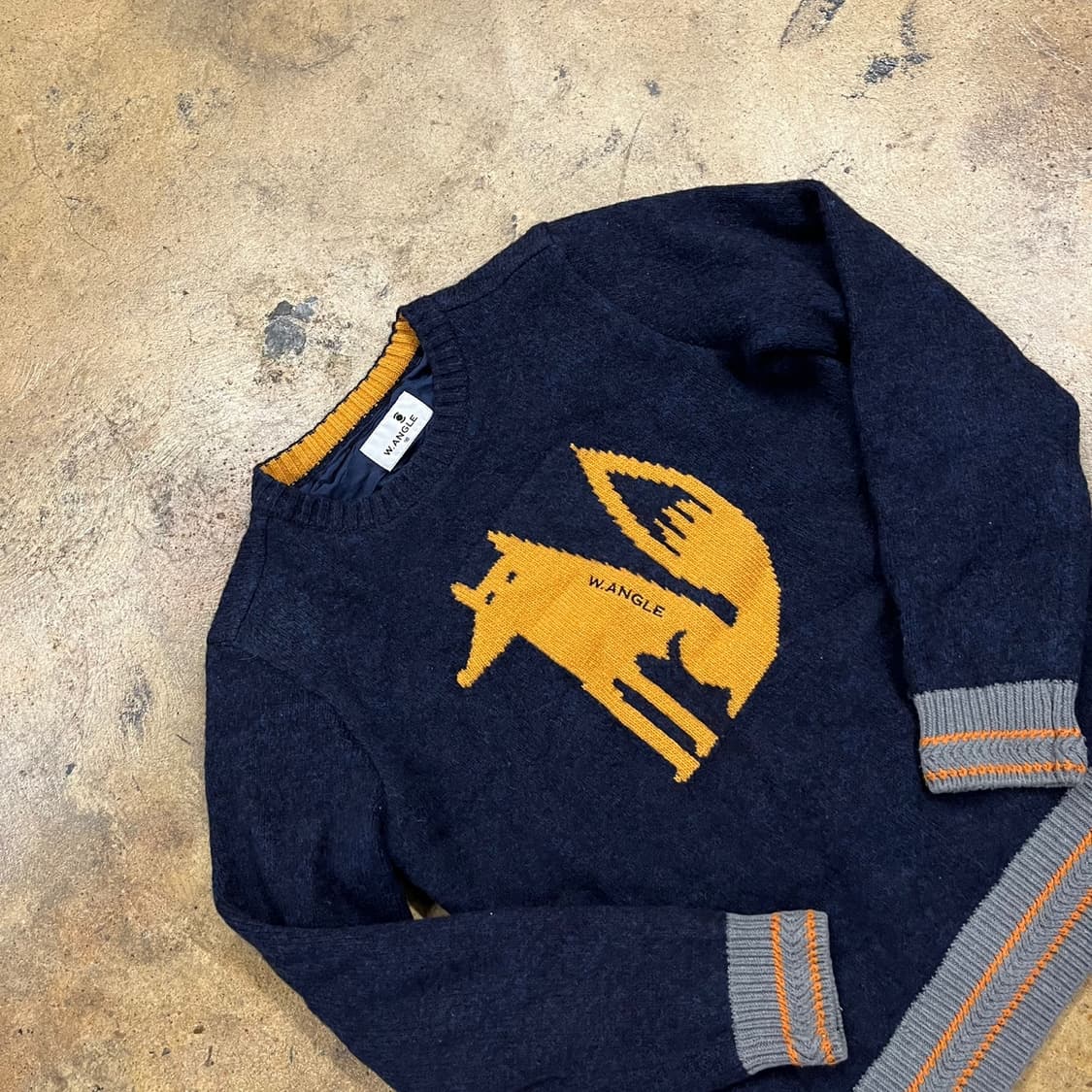 [정품/90] W.ANGLE 폭스 자수 니트 네이비 b17 상품이미지1
