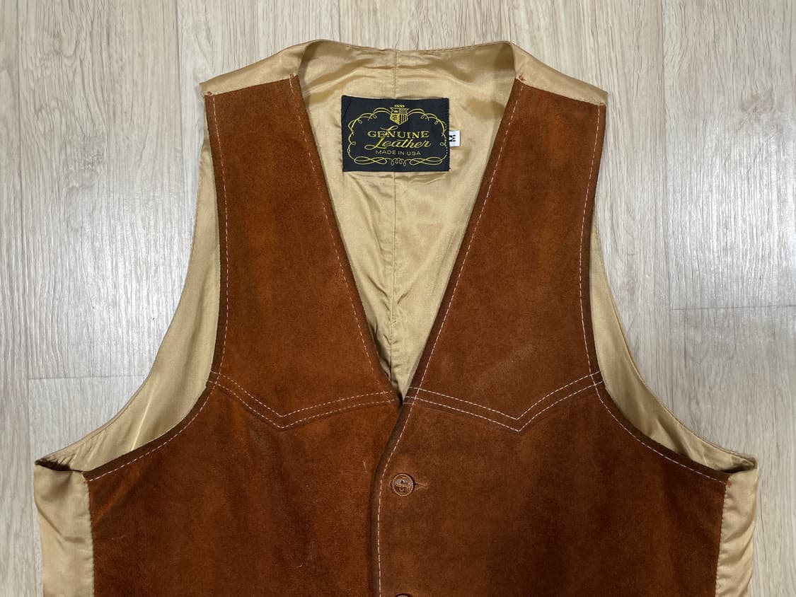 95) 70's 미국제 리얼 가죽스웨이드 웨스턴 베스트 상품이미지6