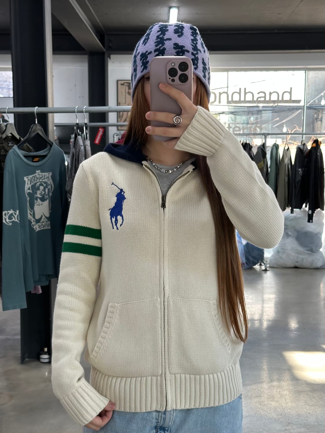 폴로랄프로렌 빅포니 넘버링 니트후드집업 상품이미지4