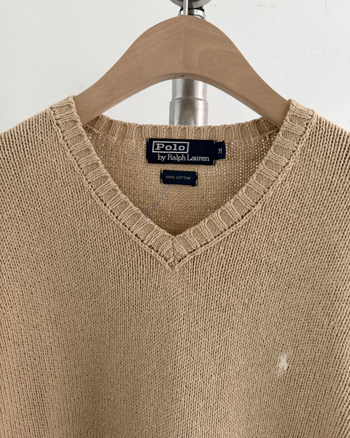 Polo 폴로 랄프로렌 베이지컬러 브이넥 코튼 니트 상품이미지4