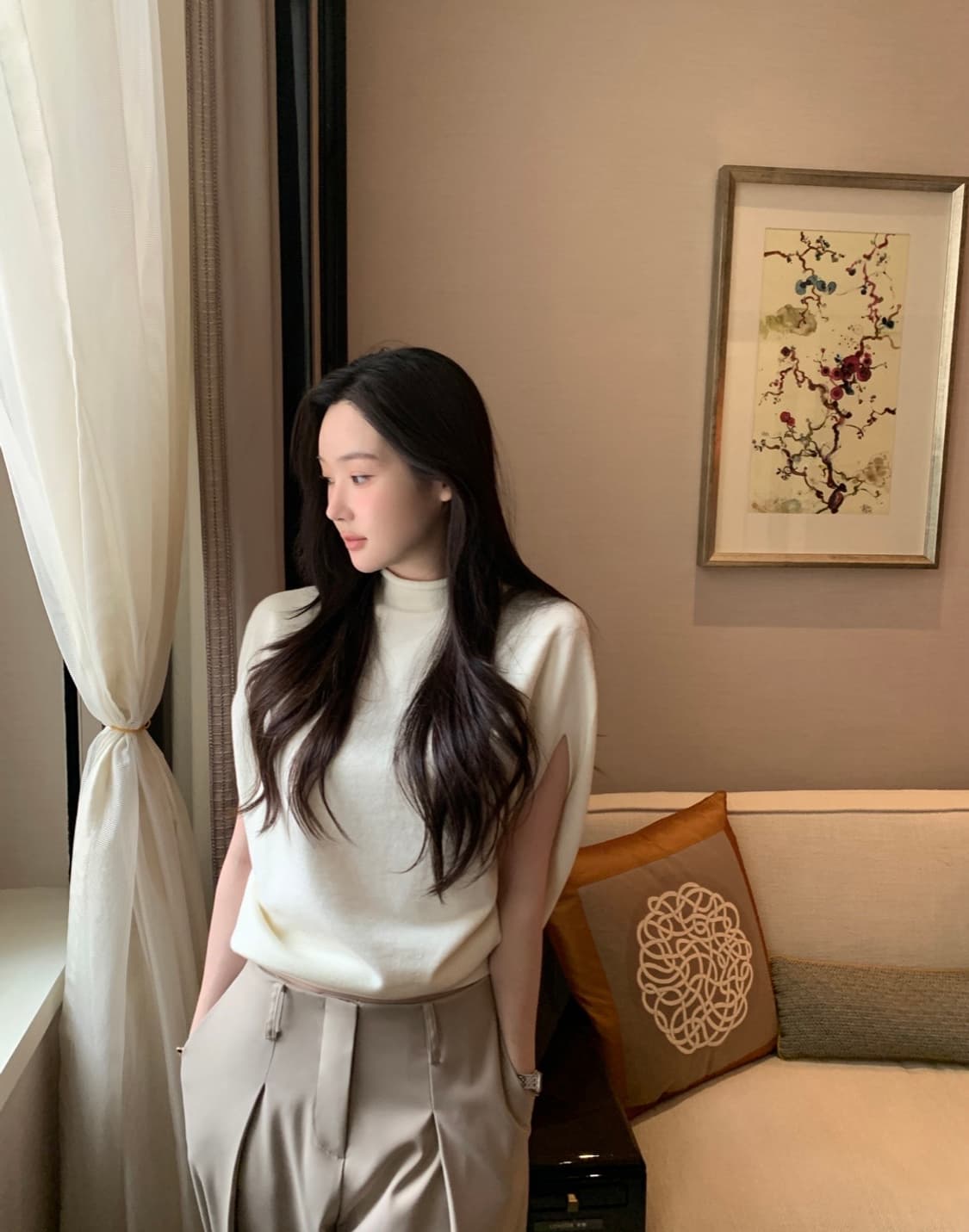 오브제스트 Clean Veil Knit Cape - Ivory 상품이미지2