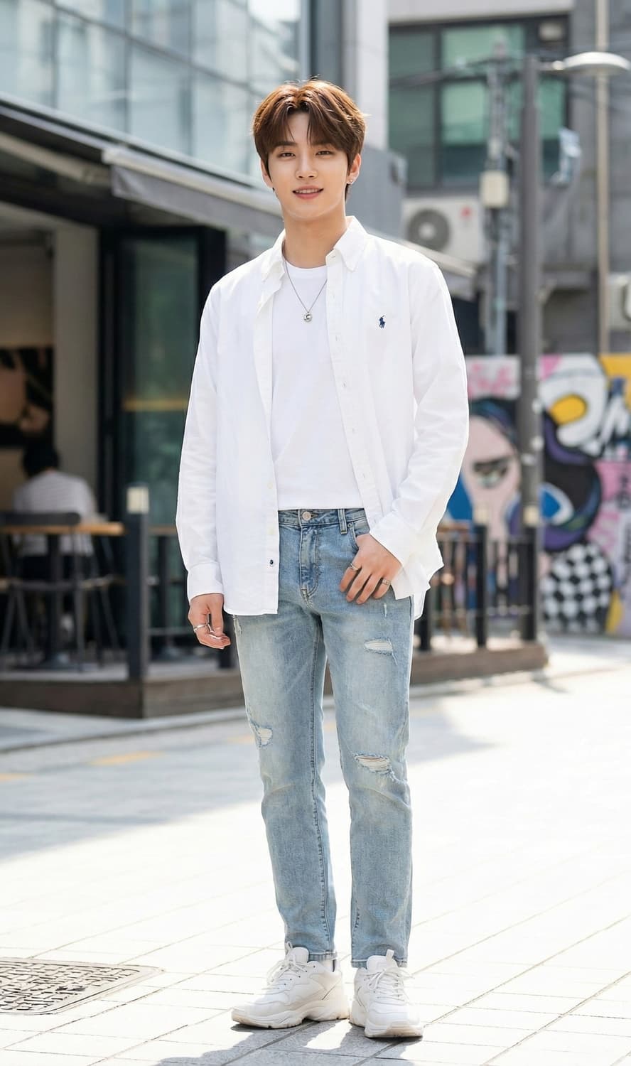 폴로랄프로렌. 남자 슬림핏 화이트 셔츠_L 상품이미지1