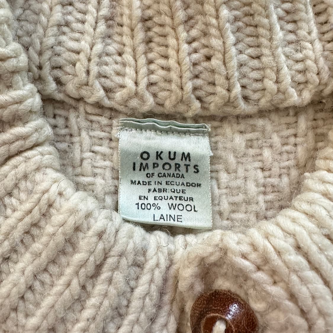 90s 에콰도르산 울 100% 빈티지 에스닉 아즈텍 가디건 코위찬  상품이미지5