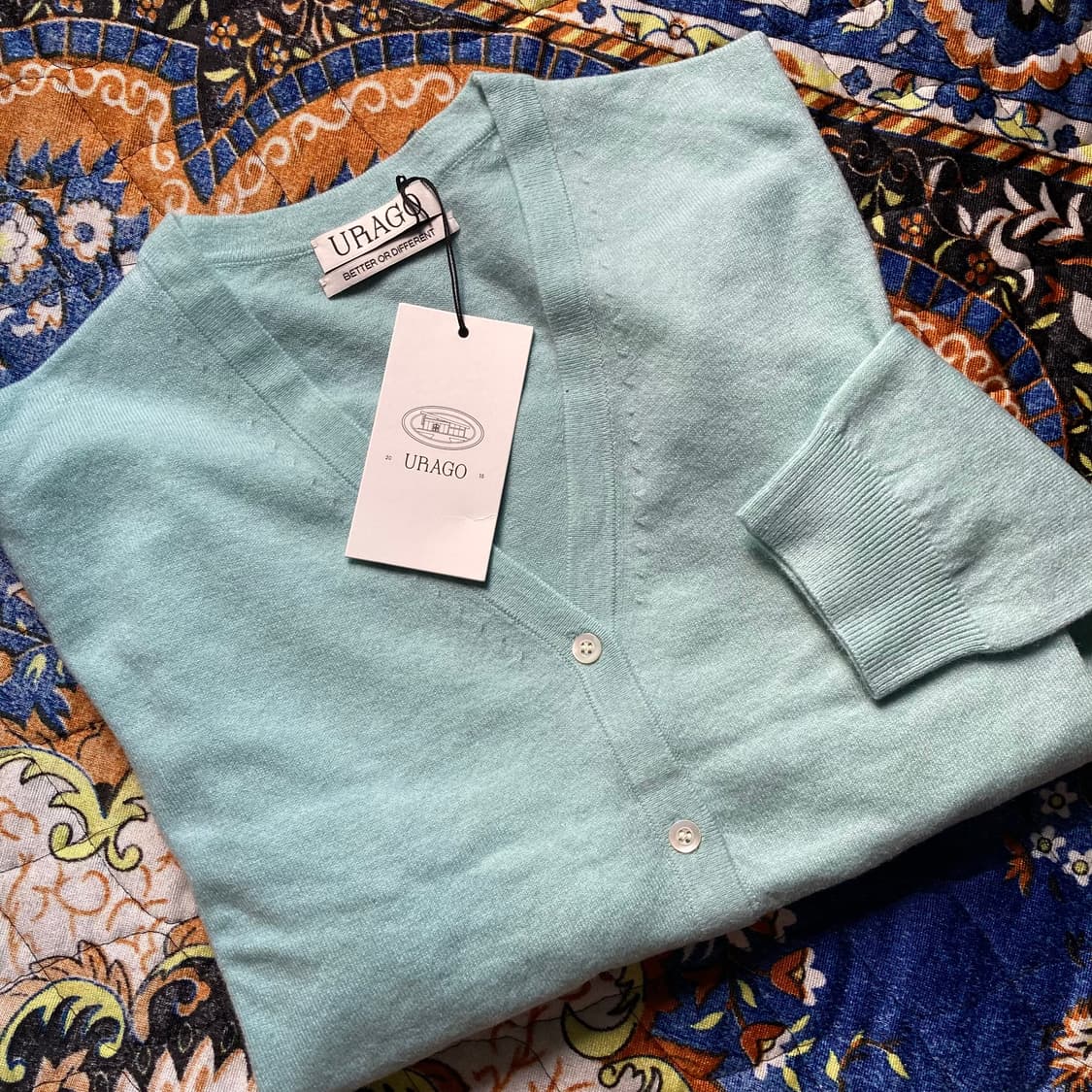 Urago washable 유라고 워셔블 브이넥 니트 스웨터 가디건 민트 상품이미지6