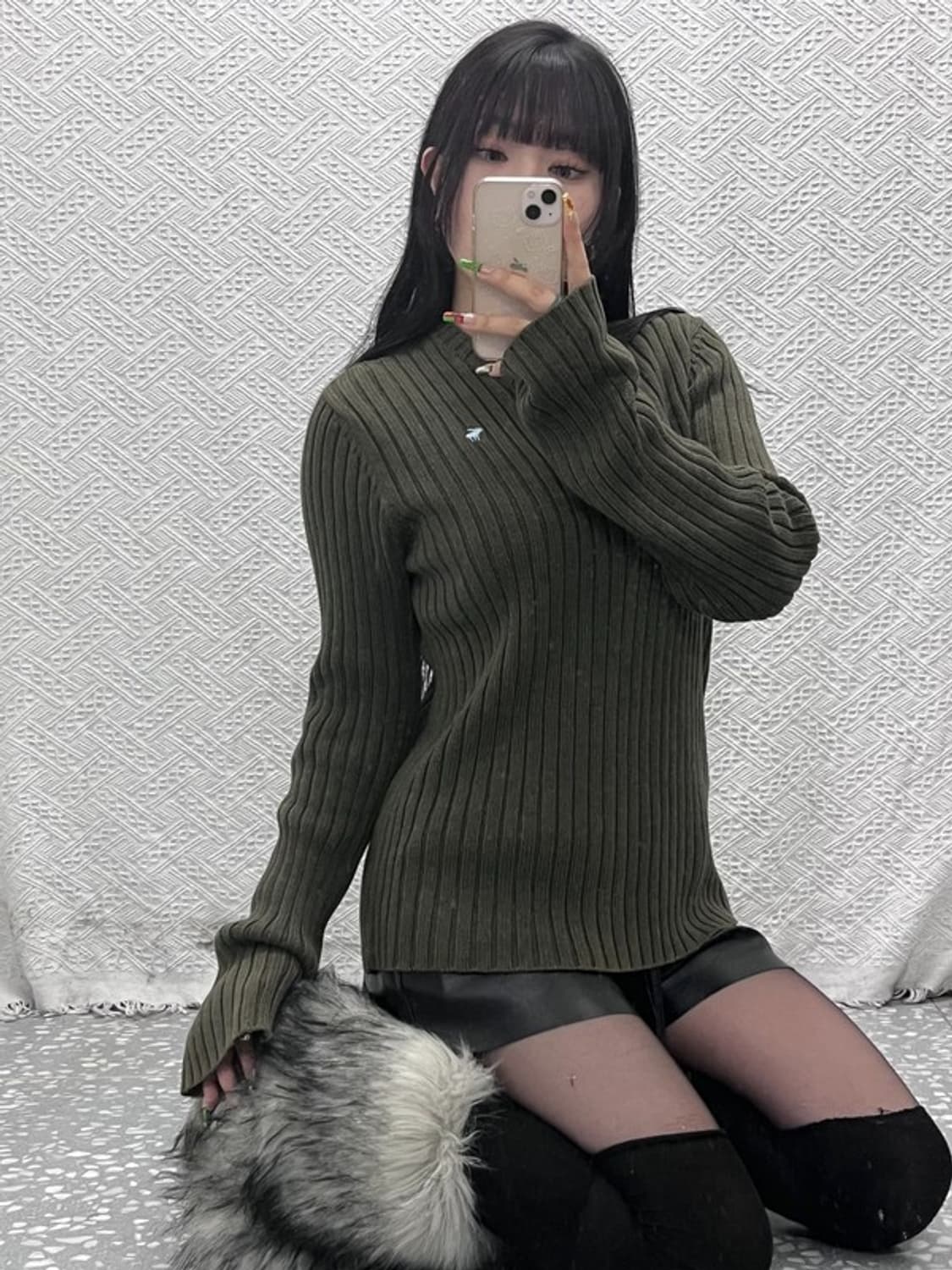 아베크롬비 빈티지 캐주얼 여리핏 딥말차카키 니트 M C09550 상품이미지2