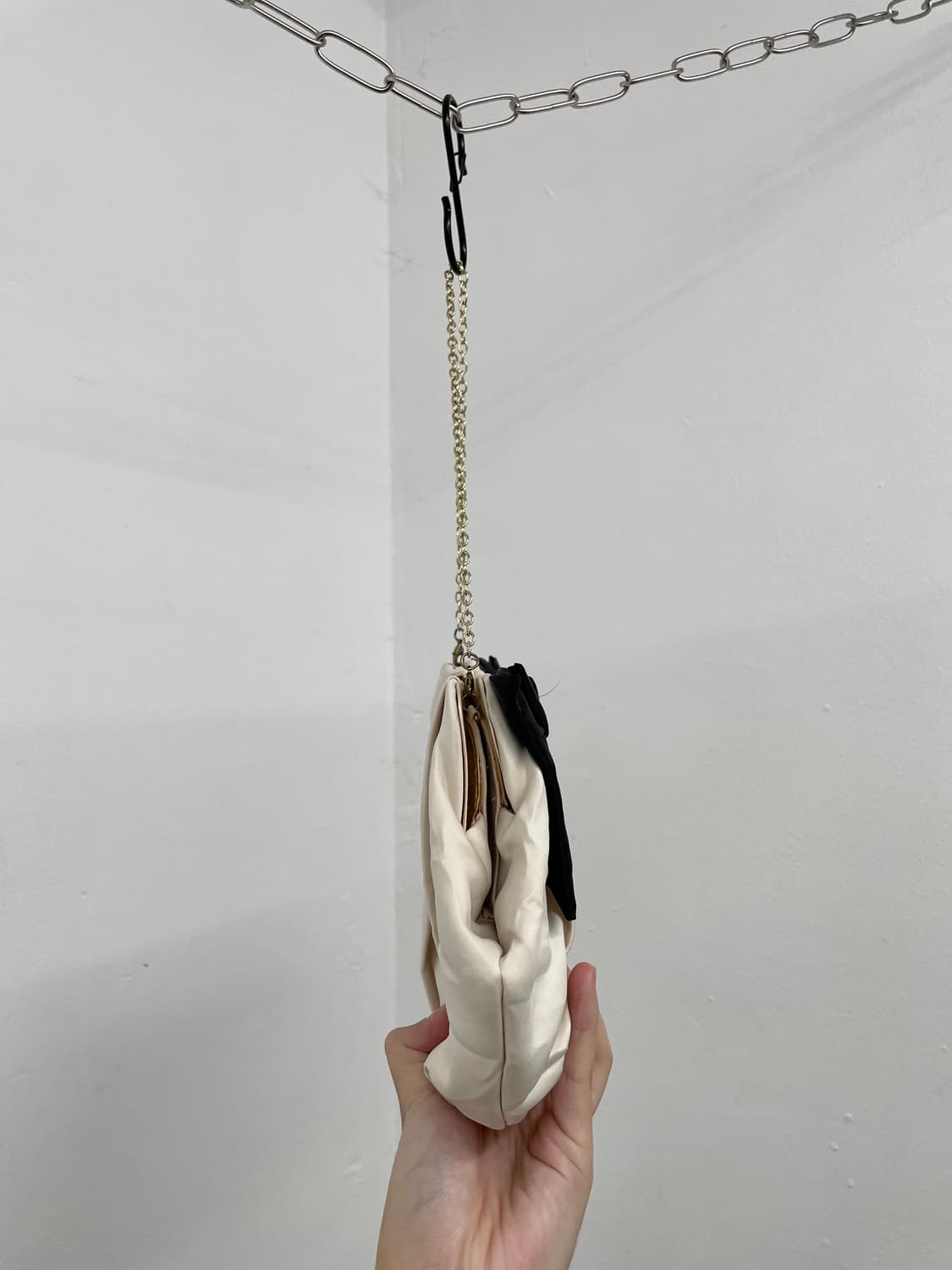 갸루 새틴 리본 큐빅백 상품이미지5