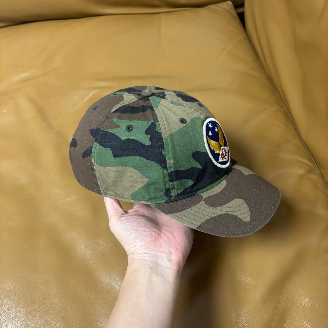 RRL 더블알엘 랄프로렌 폴로 윙로고 6패널 볼캡 모자 우드랜드 카모 상품이미지3