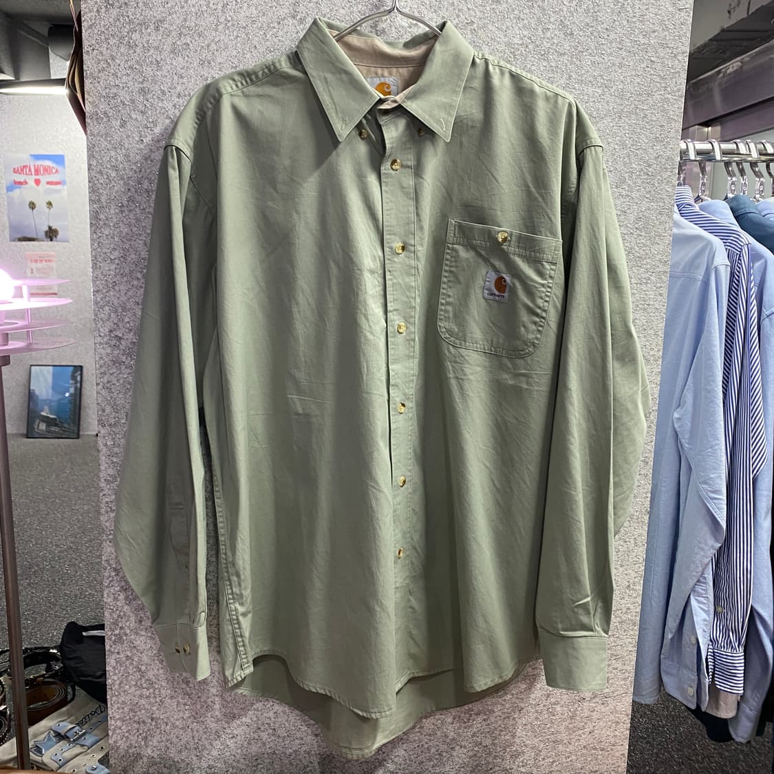칼하트 포켓로고 애쉬그린 워크 셔츠 B3694 상품이미지2