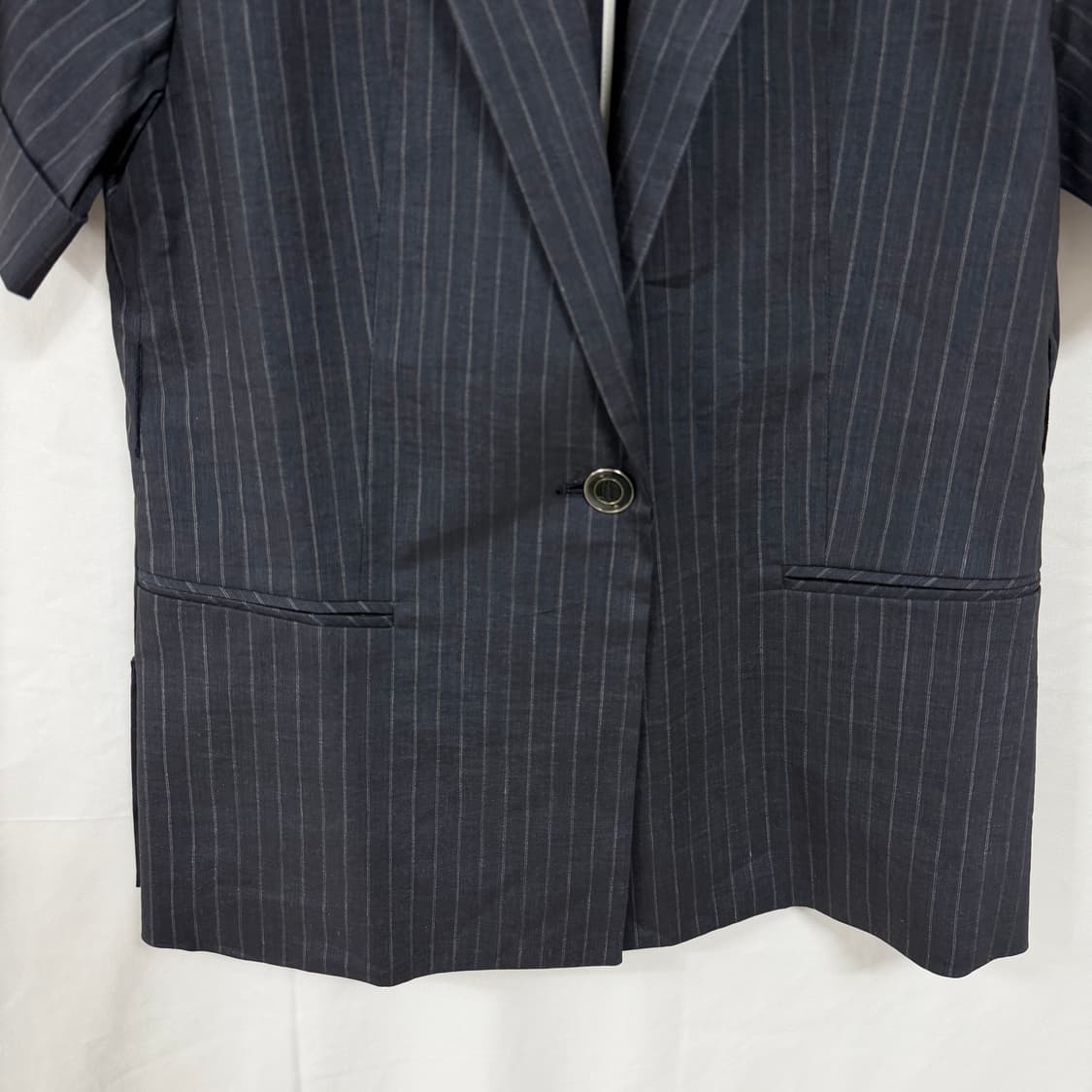 미샤 스트라이프 싱글 버튼 린넨 반팔 자켓 상품이미지3