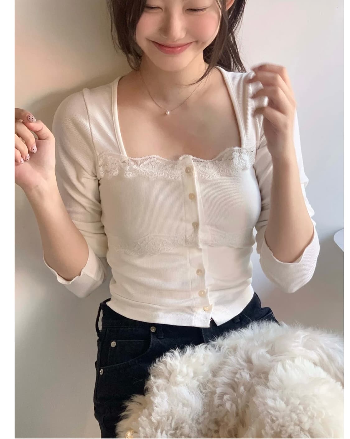 제니오 벨 레이스 가디건 아이보리 상품이미지4