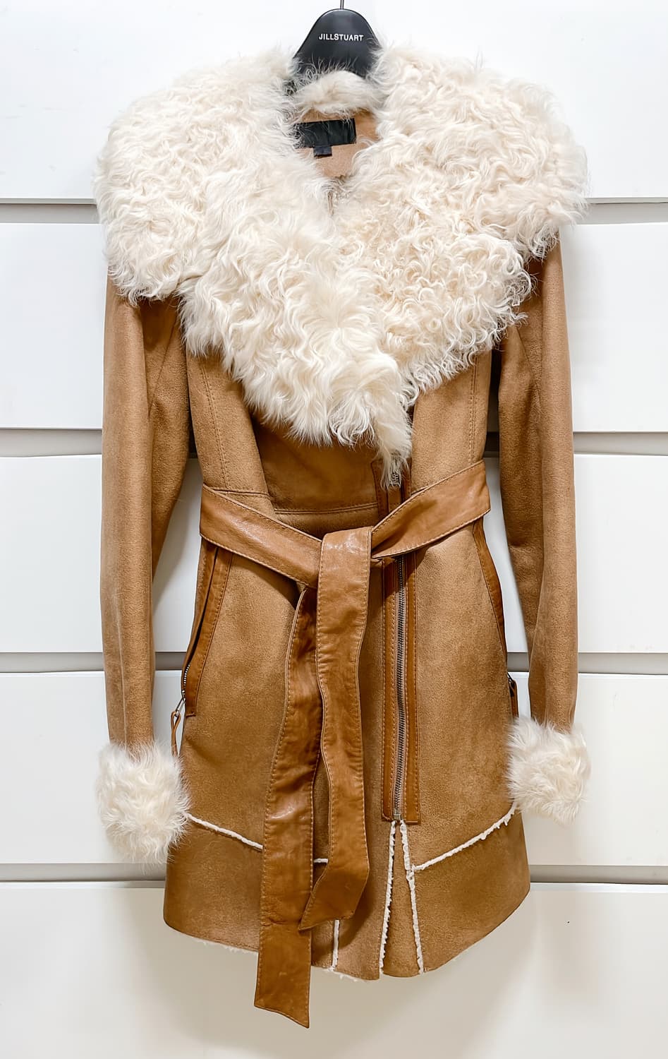 [새상품] JILLSTUART 질스튜어트 양털 퍼 칼라 카멜 무스탕 코트 상품이미지1