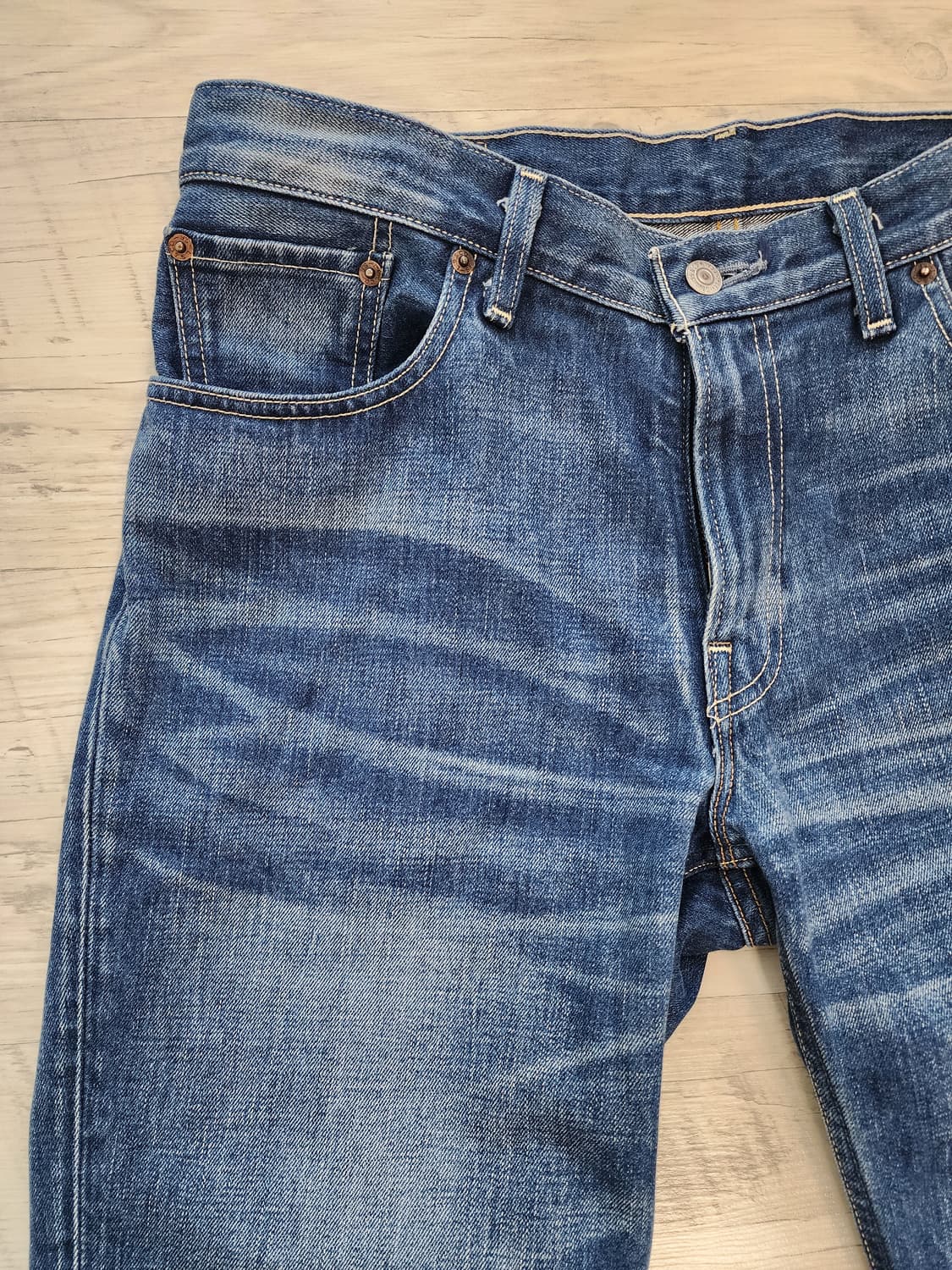 LEVIS 리바이스 502 일본산 셀비지 워싱 데님 팬츠. W34 청바지 상품이미지4