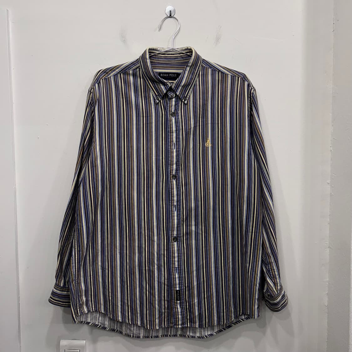 빈폴 스포츠 배색 스트라이프 벨벳 오버핏 셔츠 상품이미지2