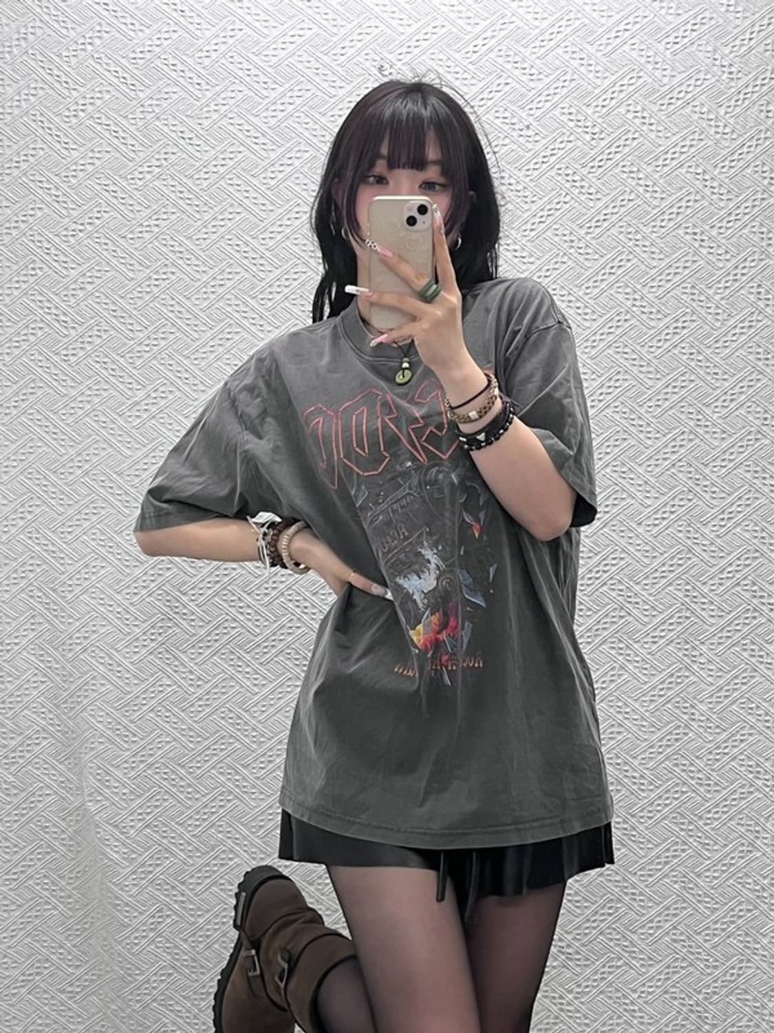 에이씨디씨 빈티지 스트릿 락펑크 프린팅 반팔티 M C11293 상품이미지1