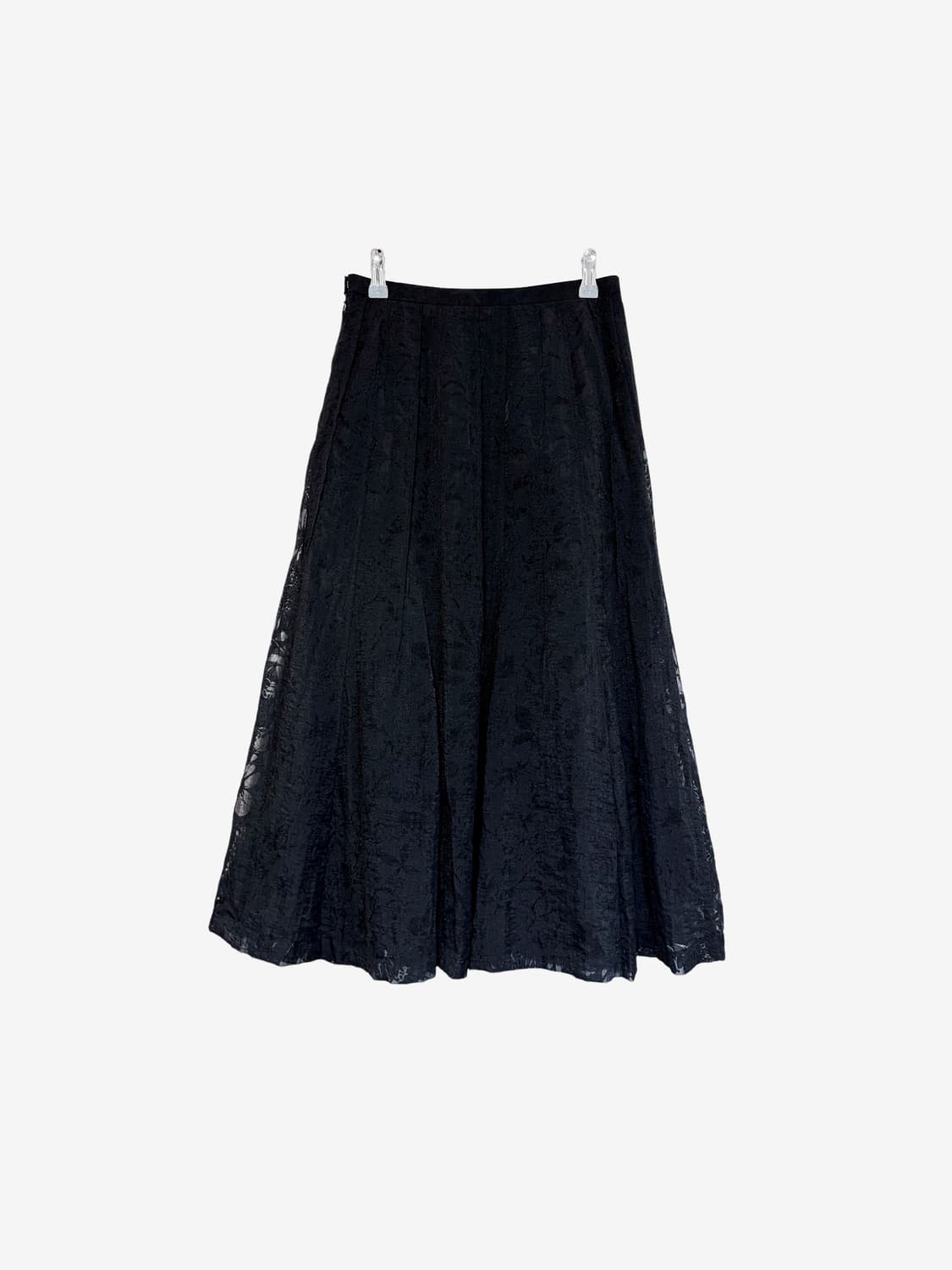 Sheer Pattern Long Skirt - Black 상품이미지4