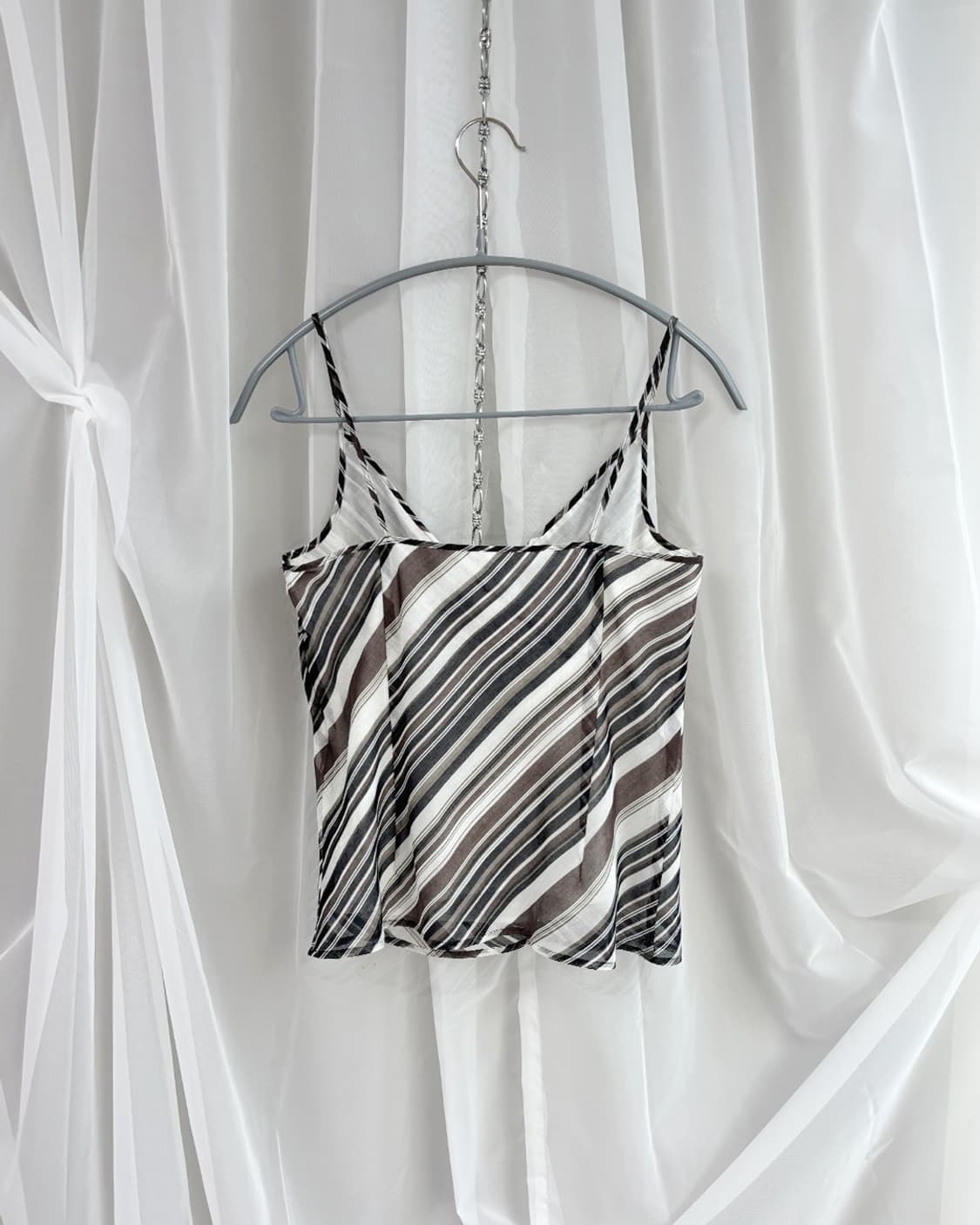 ICB wood mix diagonal stripe bustier 상품이미지3