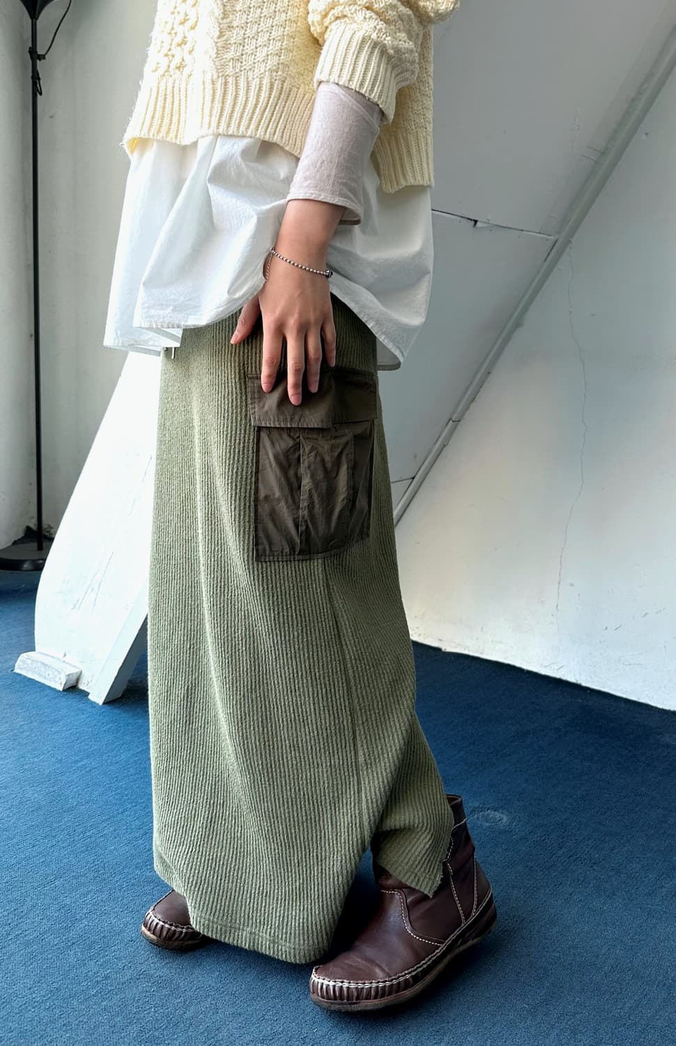 Knit fabric mil design loose skirt 상품이미지10