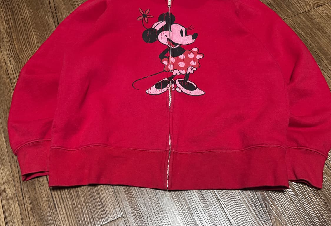 디즈니 도쿄 미니마우스 빈티지 핑크 후드집업 상품이미지4