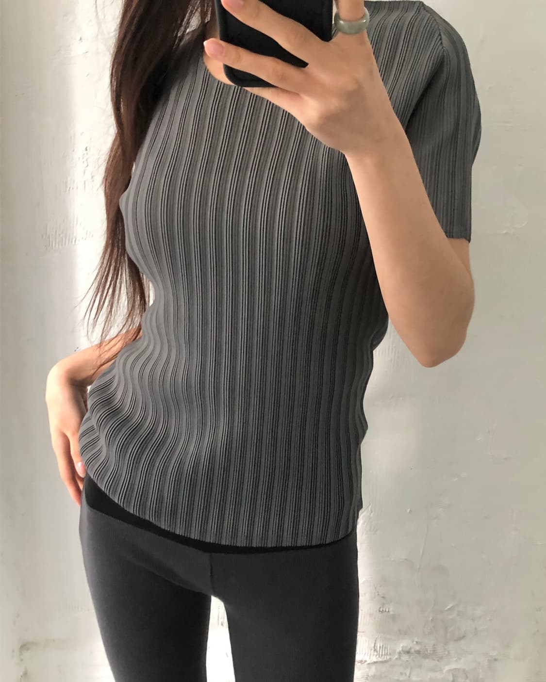 Pleats Please 플리츠플리즈 그레이 플리츠 티셔츠 상품이미지4
