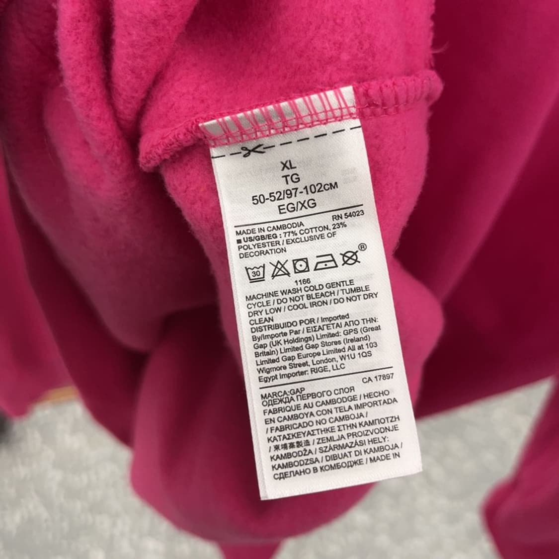 갭 레트로 Y2K 00's 대장급 핫핑크 빅로고 후드티 XL C09584 상품이미지6