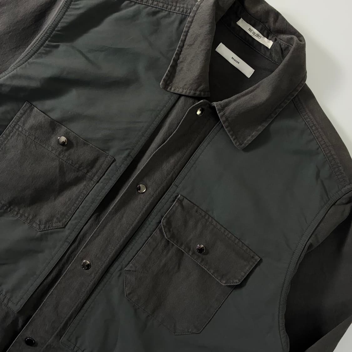 Beaker 비이커 배색 코튼 버튼 셔츠자켓 상품이미지3