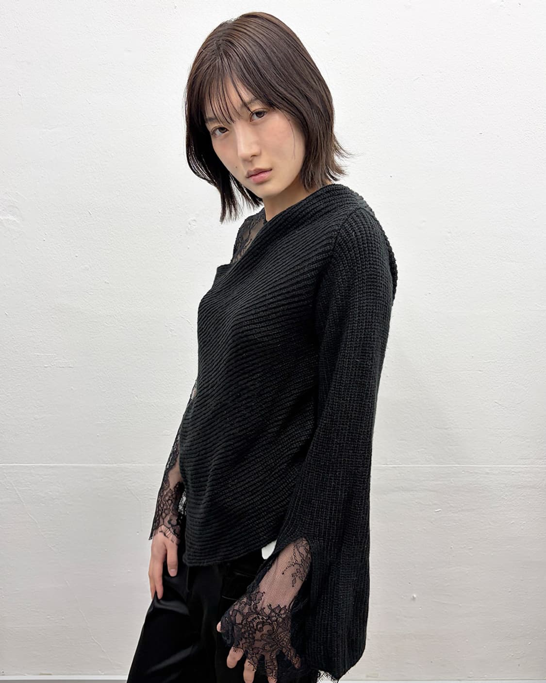 빈티지 레이스 패널 니트 탑 상품이미지4