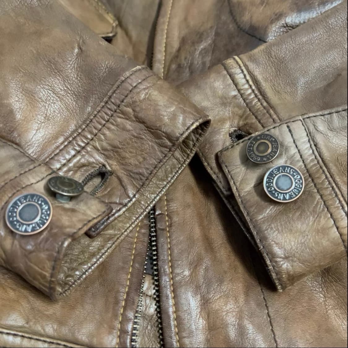 OLD GAP 에이징 브라운 레더 자켓  상품이미지6