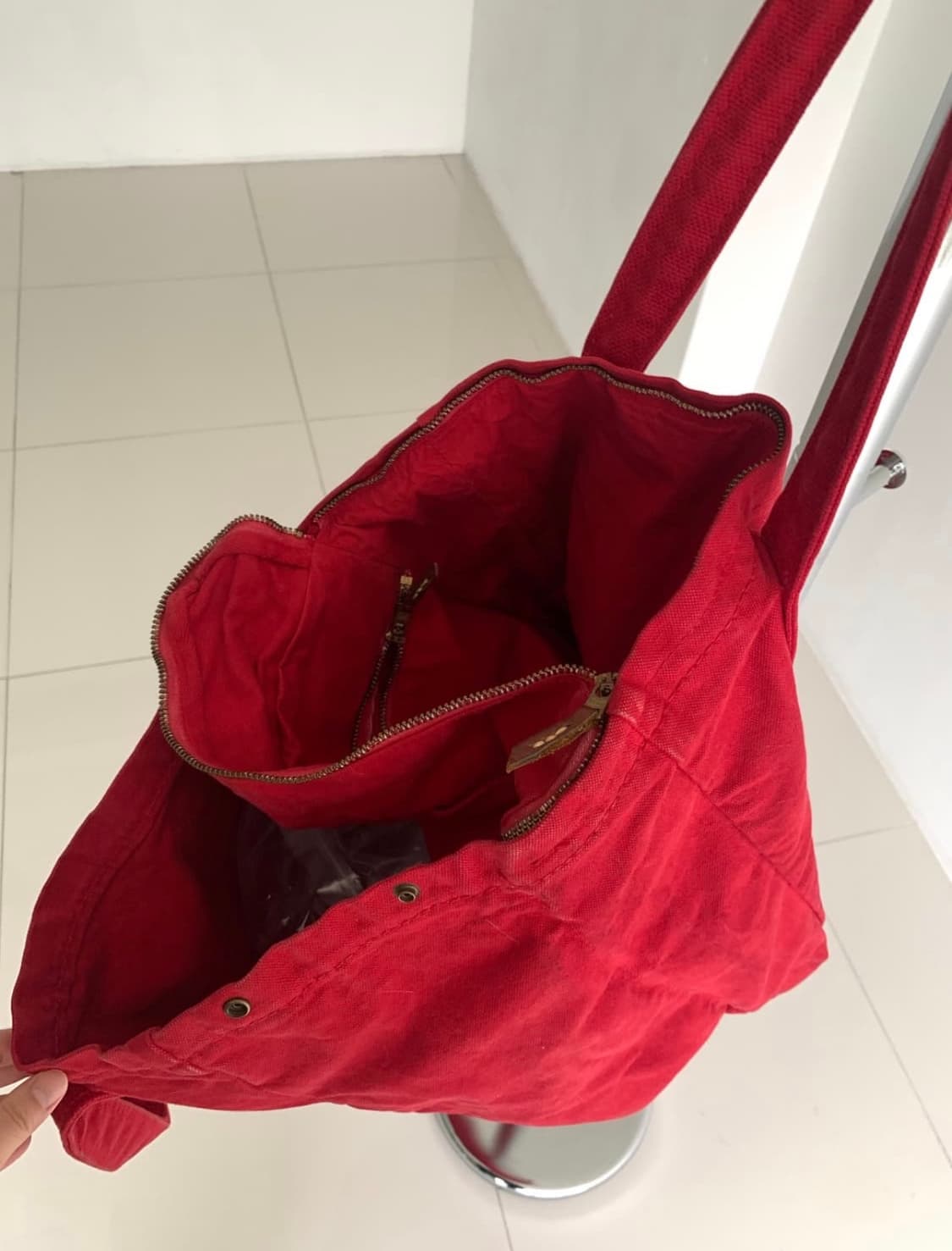 캐피탈 kapital 캔버스 도트백 레드 상품이미지5