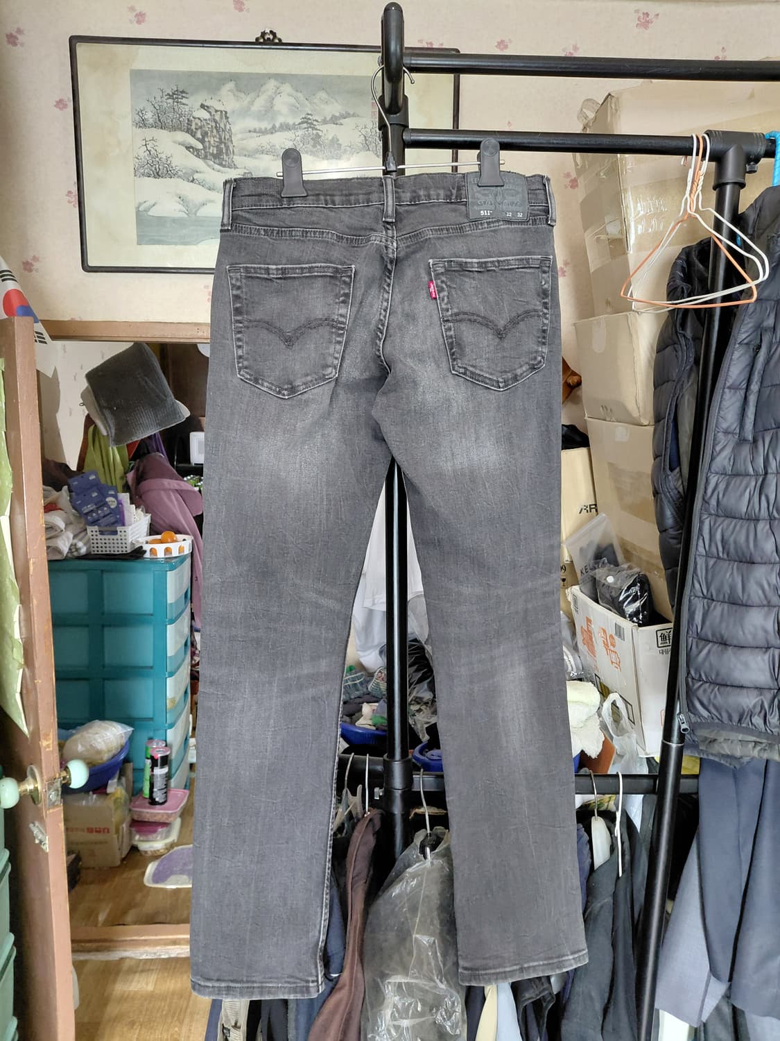 [리바이스511]슬림핏 워시블랙(흑청)데님 청바지 32사이즈 상품이미지2