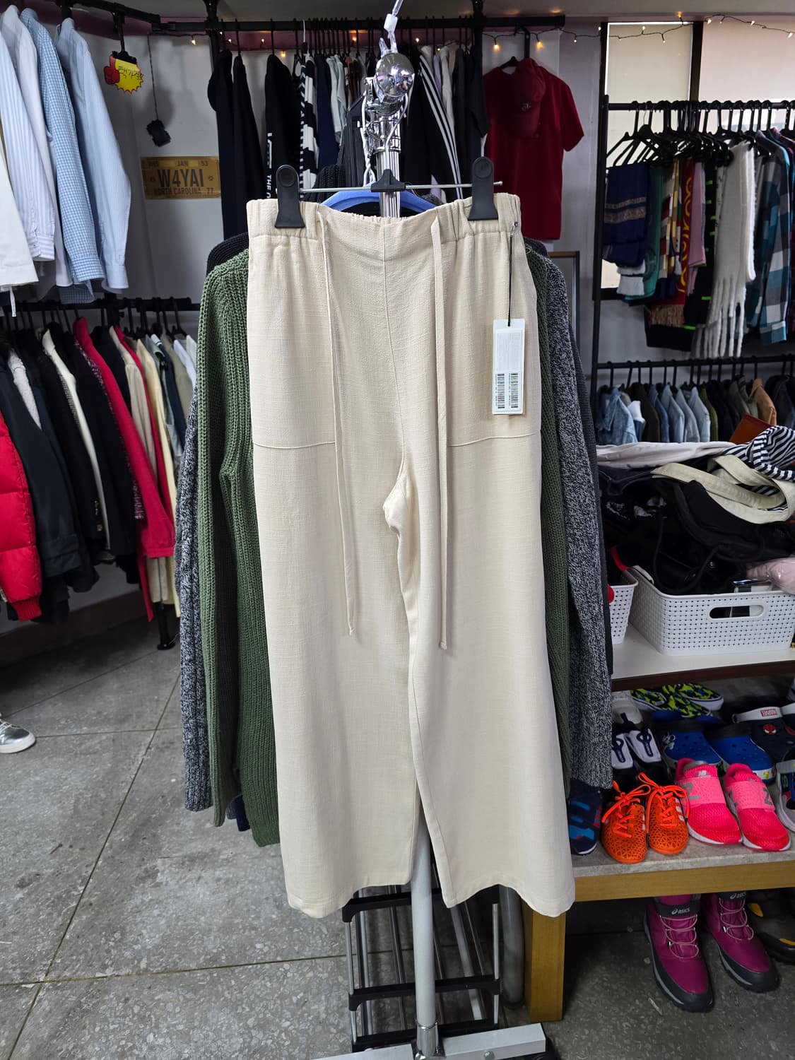 플라스틱아일랜드 아이보리 린넨 와이드팬츠 (1383) 상품이미지1