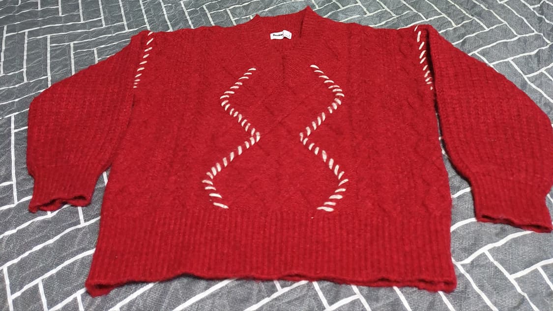 DOUBLE 브러쉬드 스티치 니트 레드 (M) 상품이미지1