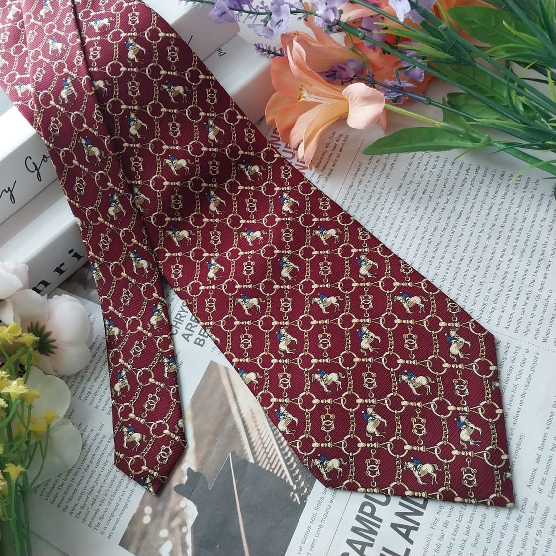 미쏘니 실크 버건디 승마 모티브 넥타이 10cm A+등급 K1275
 상품이미지2