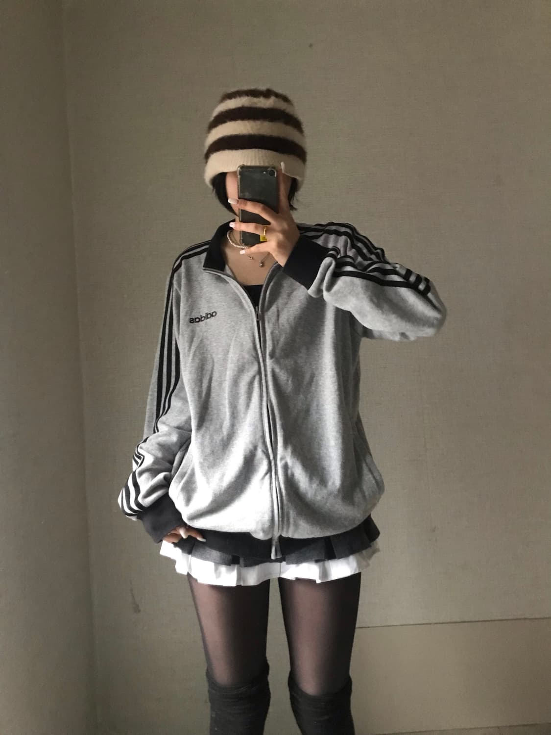 아디다스 그레이 블랙 삼선 면집업 상품이미지5