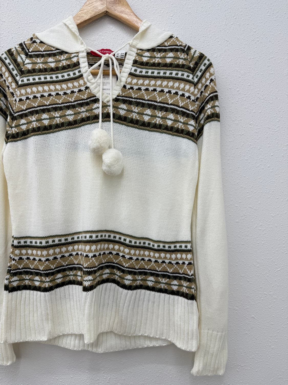 빈티지 explorer 노르딕 리본 후드 니트 상품이미지2