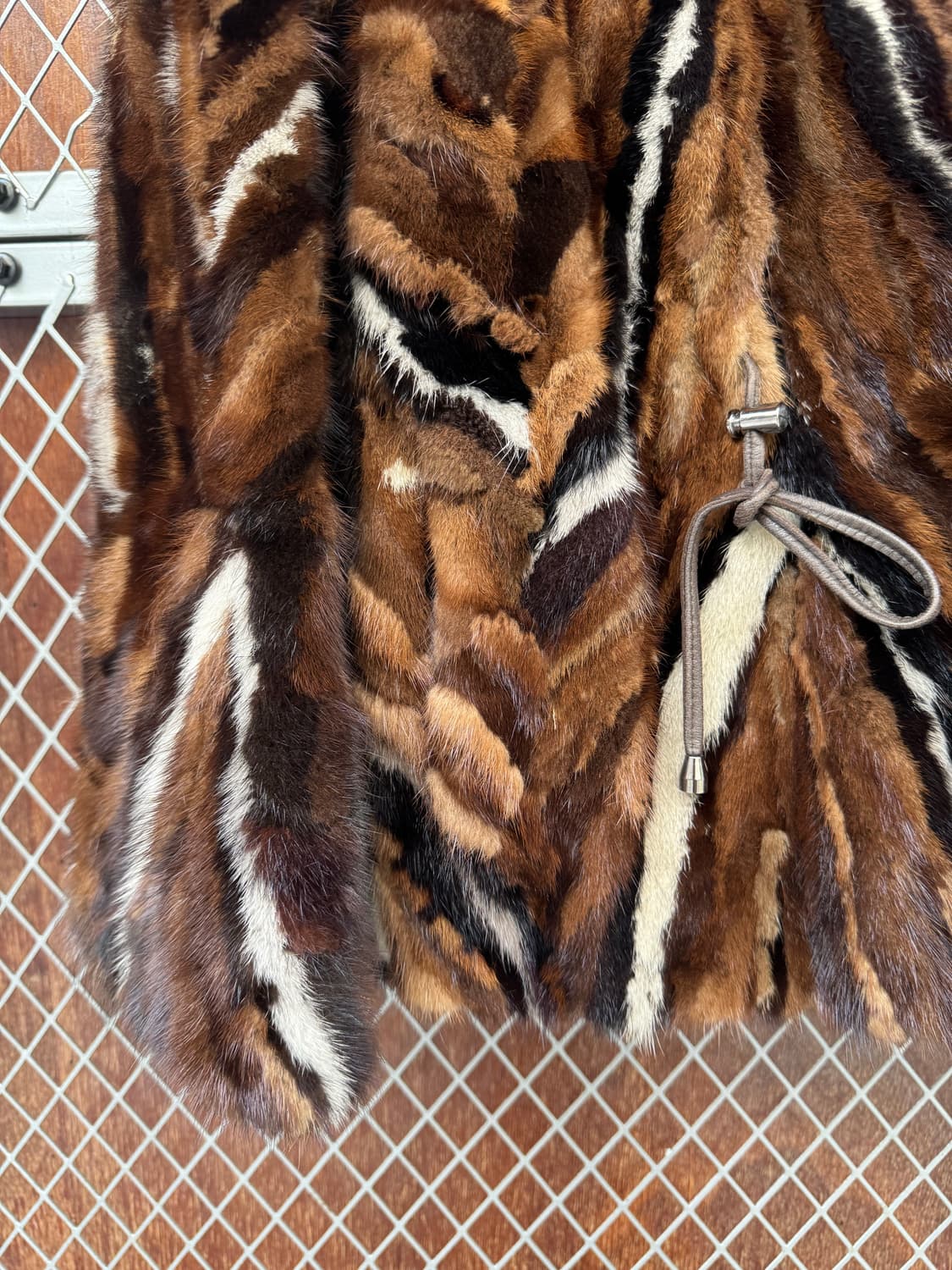 빈티지 리얼 밍크 카모 브라운 퍼 셔링 코트 자켓 상품이미지3