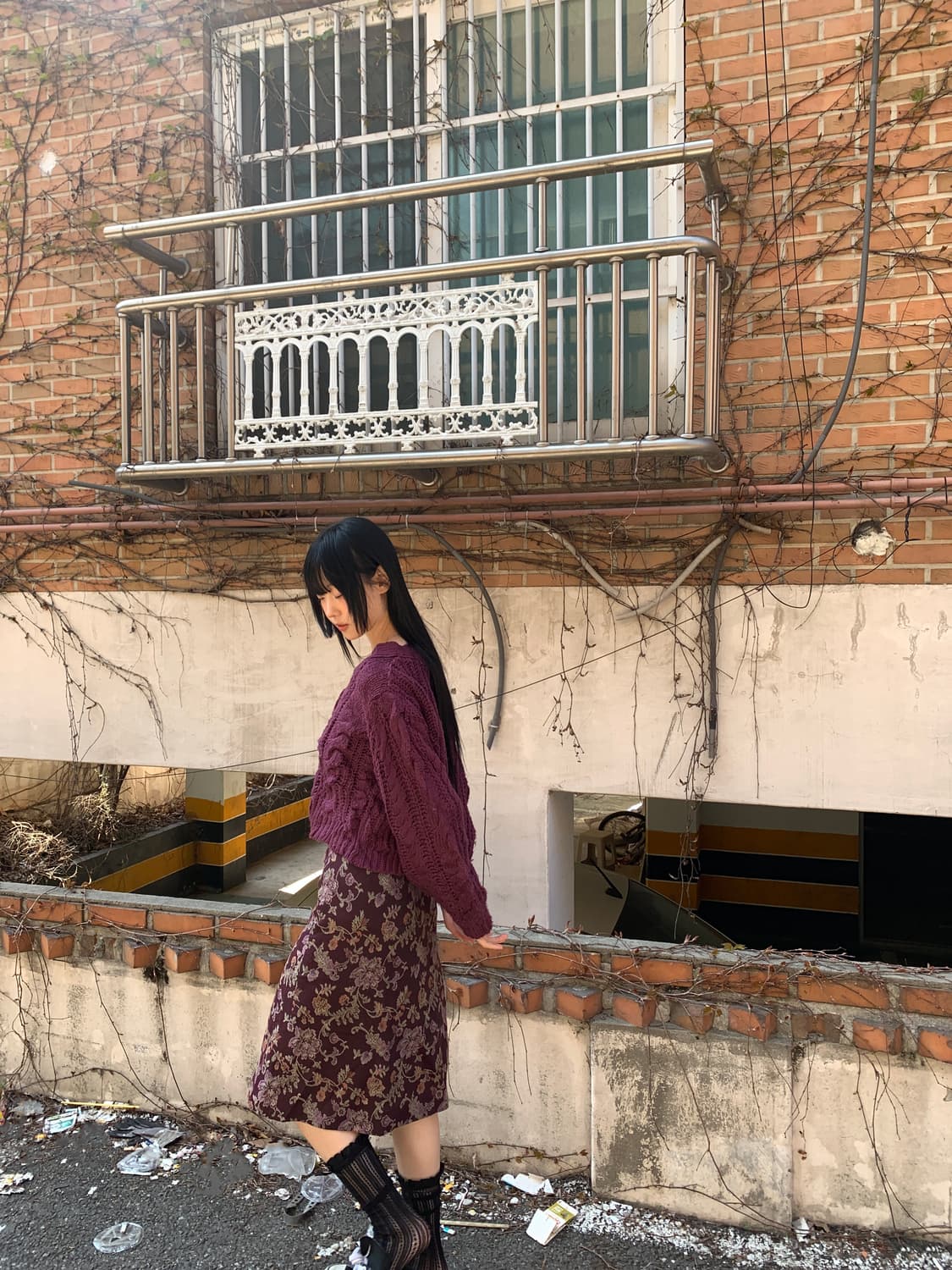 Twist knit cardigan(violet) 상품이미지6