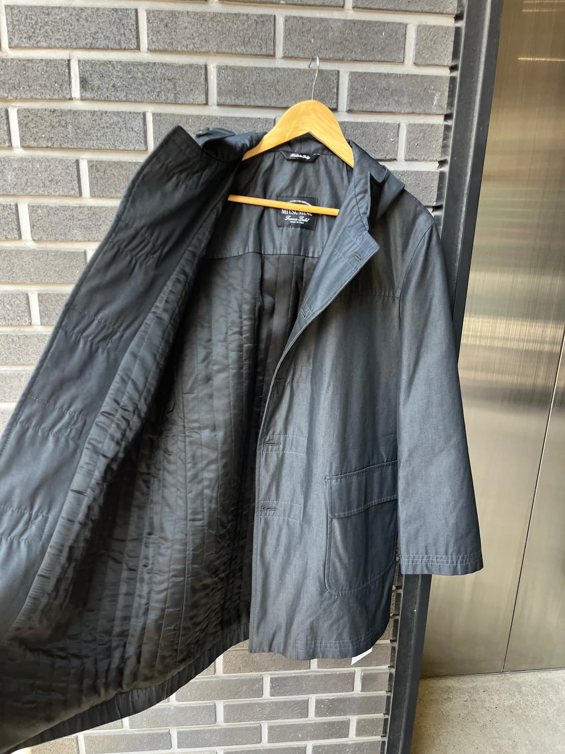 Mitumine 코튼 후드 미디 자켓 다크그레이 상품이미지4