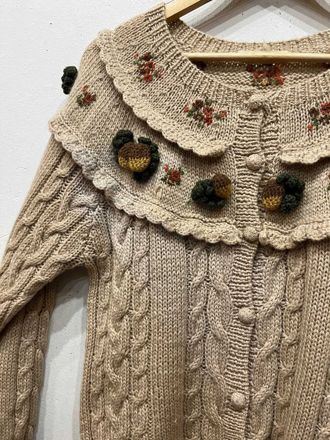 AIR SECTION JPN 모리걸 아플리케 퓨어울 케이블 가디건  상품이미지6