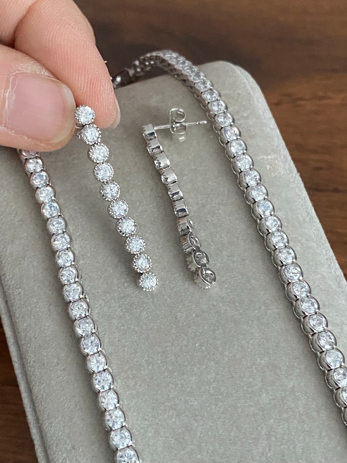 큐빅 테니스 목걸이 귀걸이 세트 상품이미지2