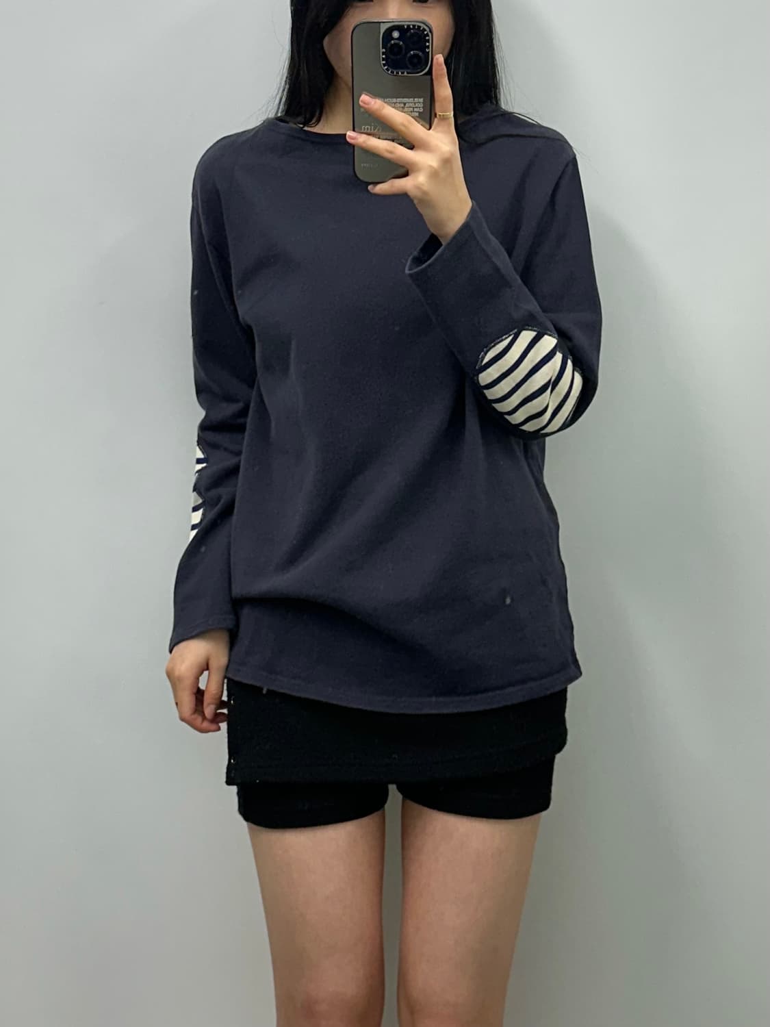 세인트제임스 엘보우디테일 네이비 길도 니트 슬리브 상품이미지1