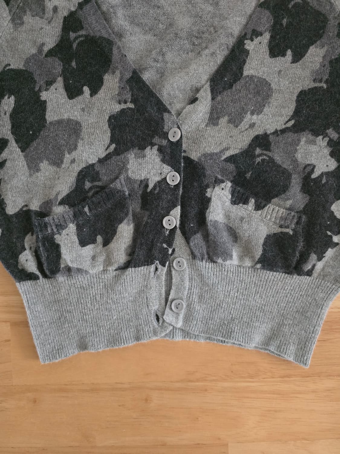 y2k 카무플라주 앙고라 크롭 카디건(H&m빈티지) 상품이미지4