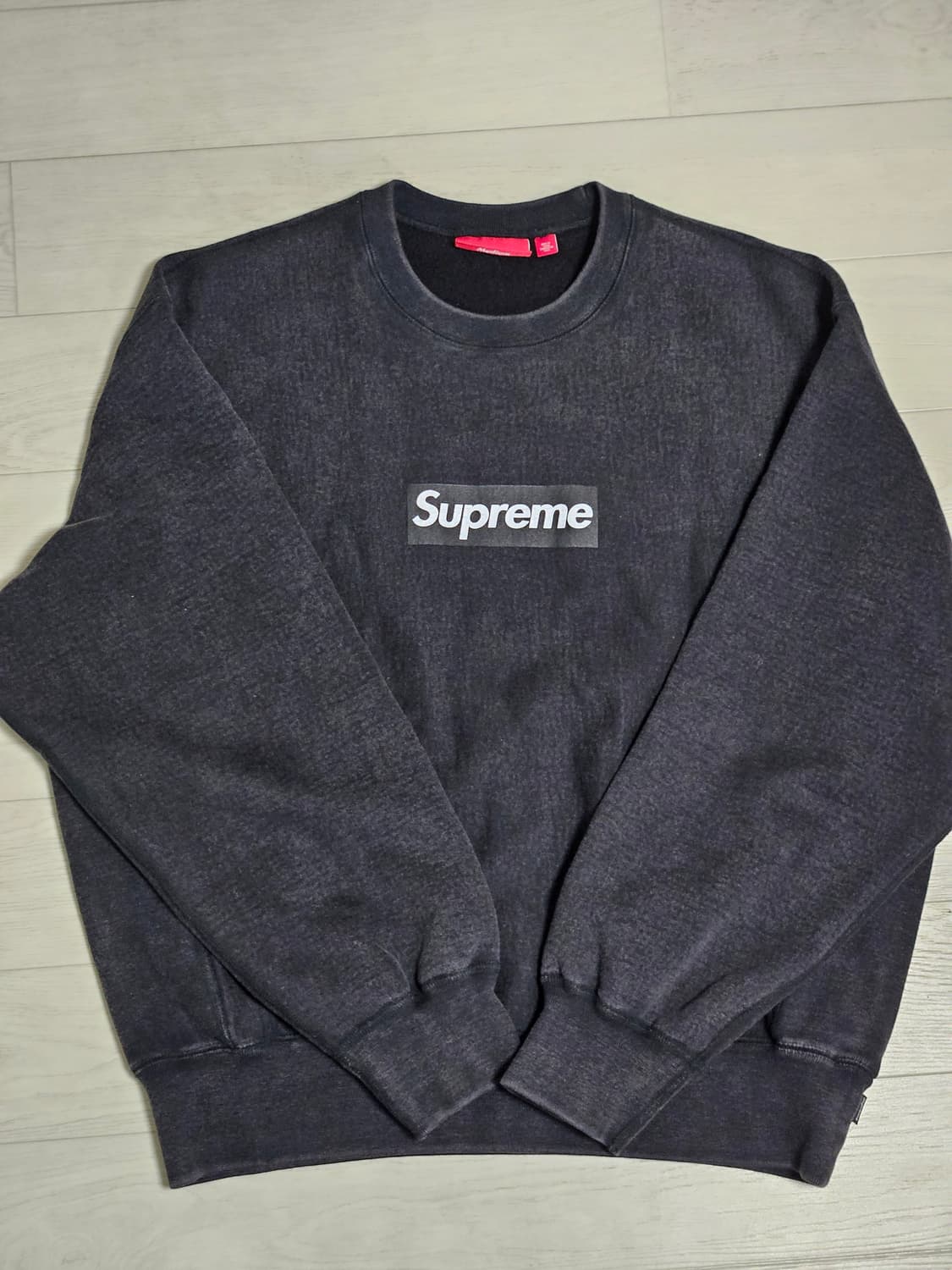 [M] 슈프림 워시드 박스로고 크루넥 블랙 상품이미지1