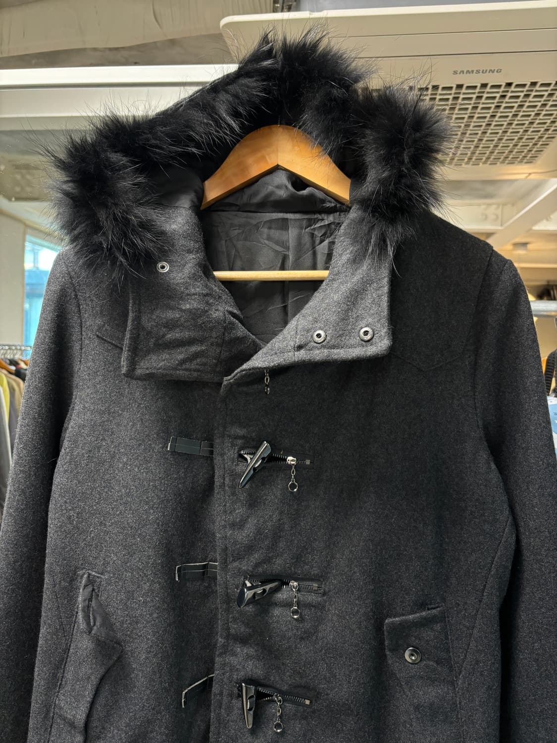 세만틱 디자인 퍼후드 울자켓 상품이미지8