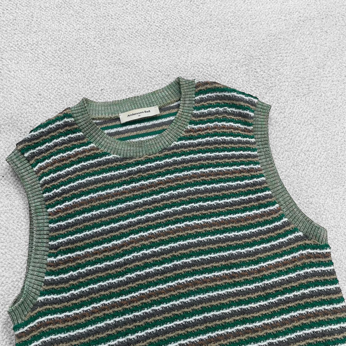 앤더슨벨 에스닉 멀티 스트라이프 슬리브리스 니트 베스트 상품이미지2