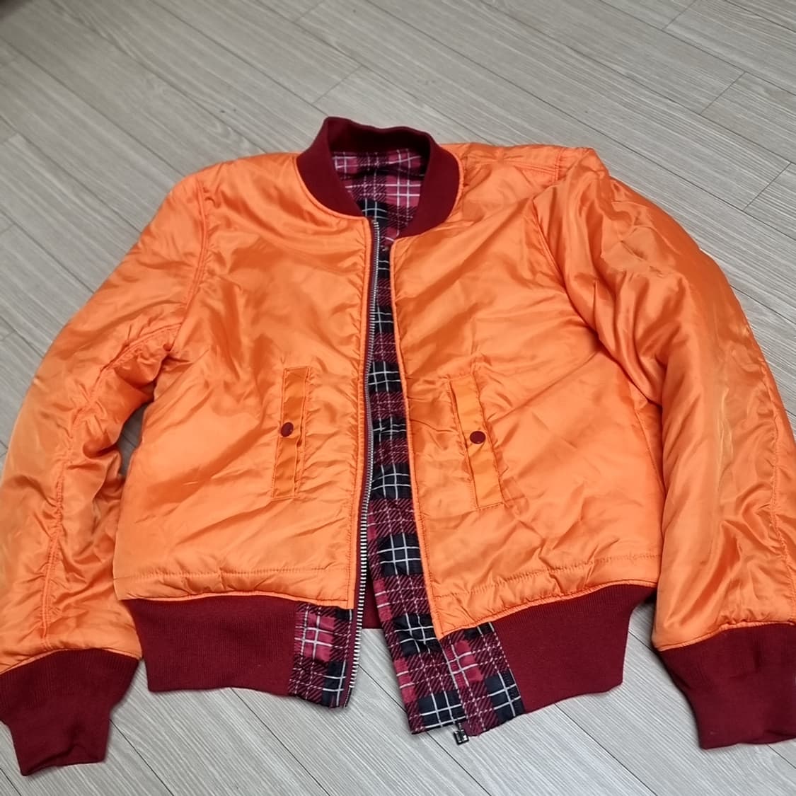 알파 ma-1 레드 체크 봄버 자켓(100) 상품이미지8