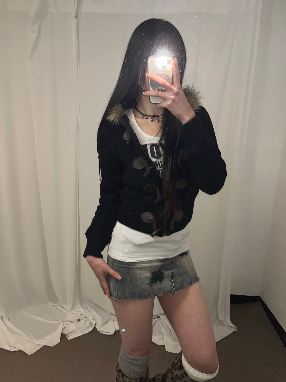 울프죠 꽈배기 니트 후드집업 상품이미지3