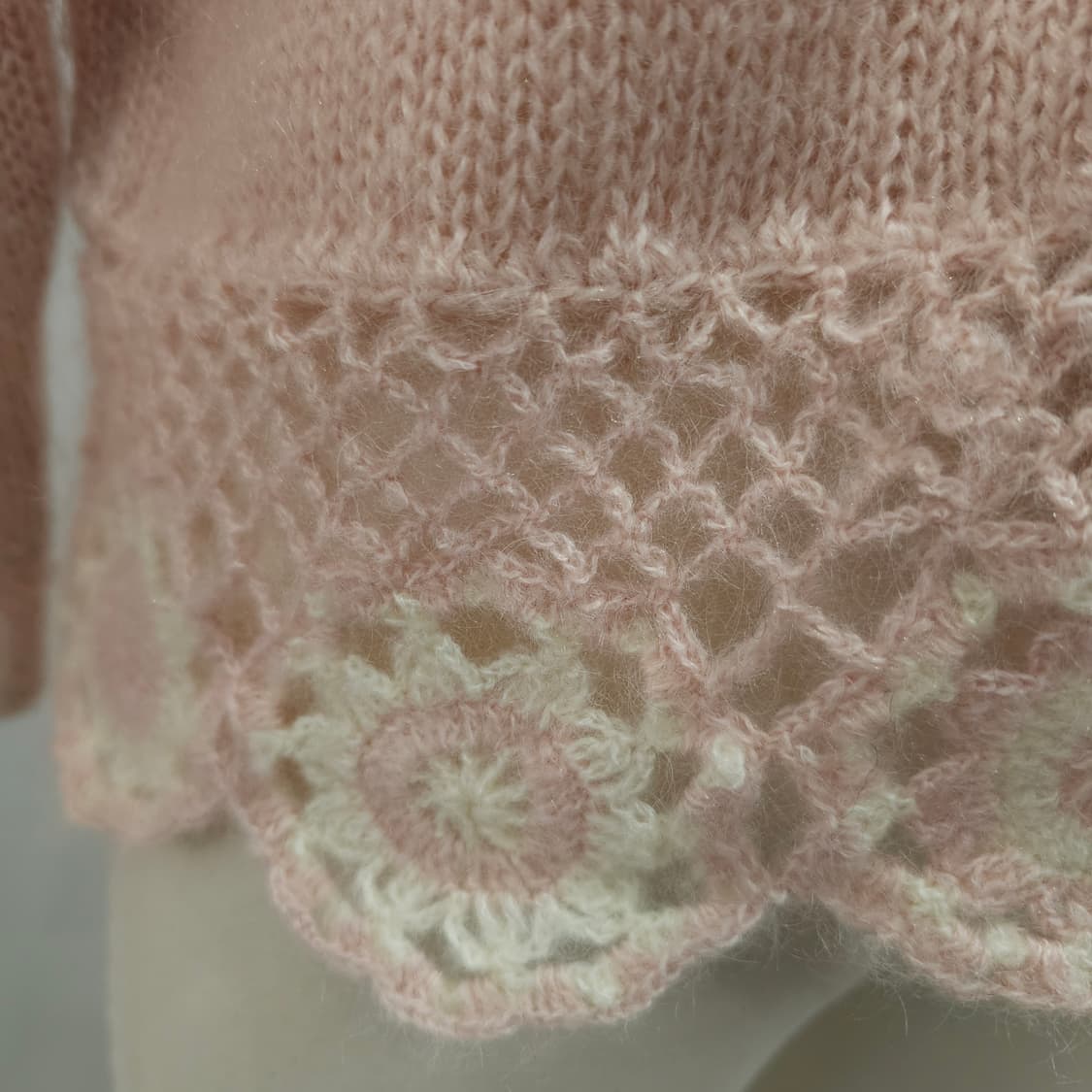 파스텔 핑크 플라워 크로셰 레이스 니트 가디건 상품이미지9