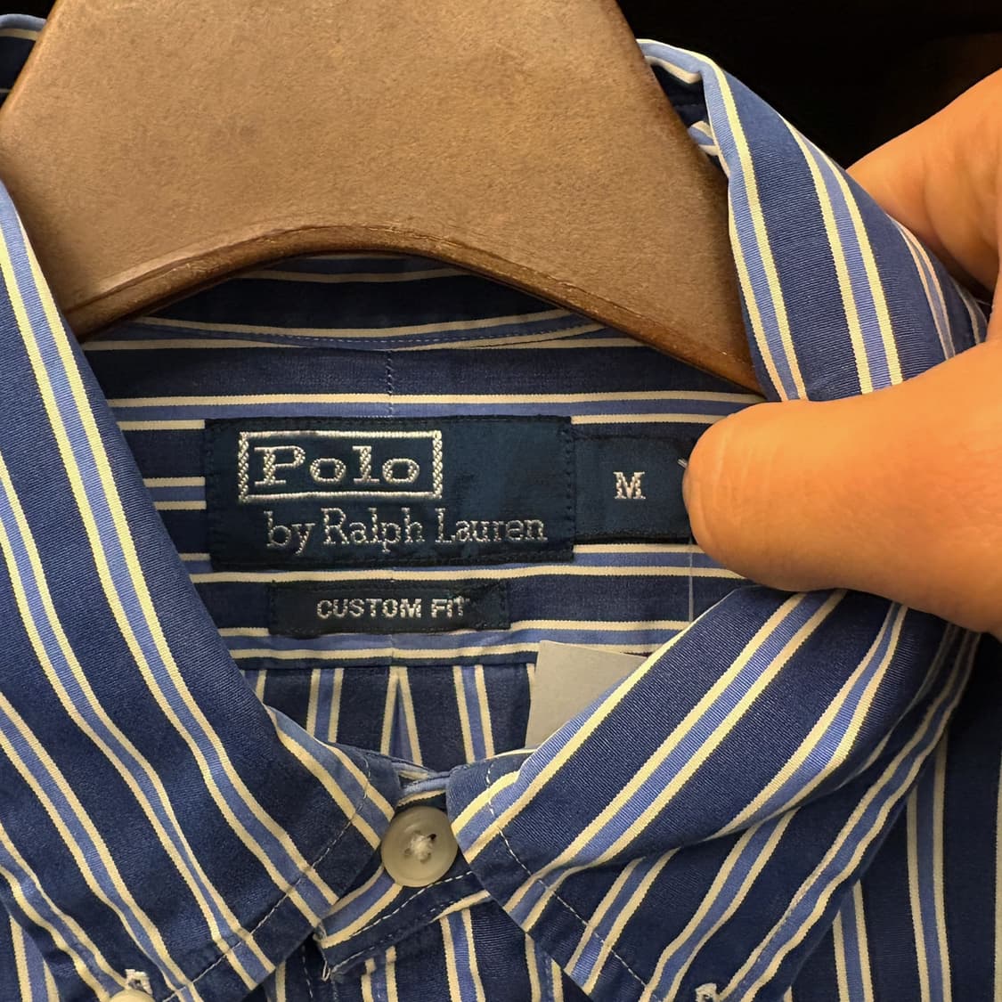 90s 폴로 랄프로렌 멀티 블루 스트라이프 버튼다운 셔츠 N795 상품이미지7