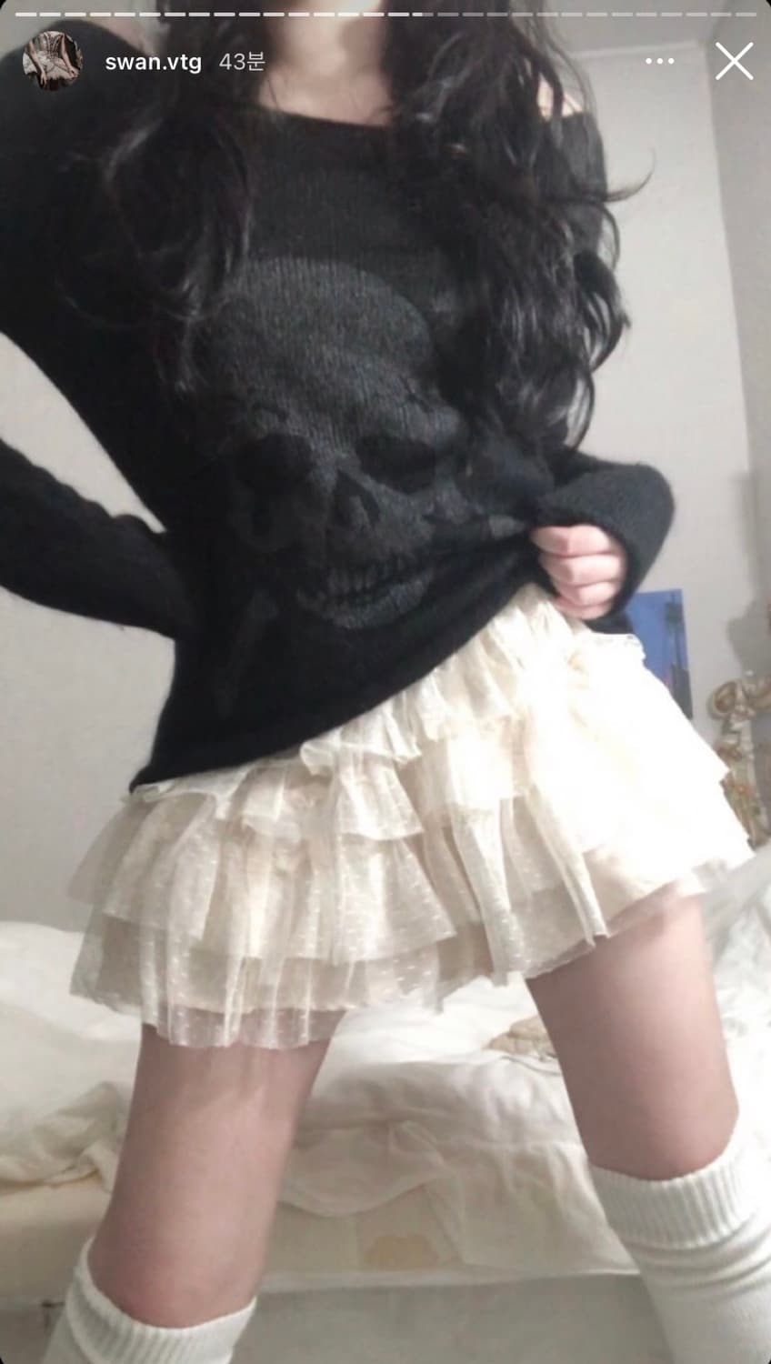 일본빈티지 스완빈티지 y2k 펑크 해골 니트 상품이미지1