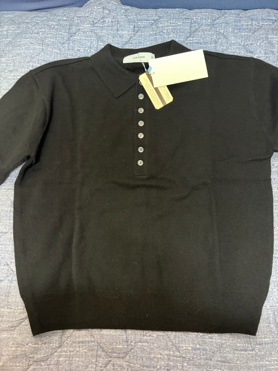 웨이비니스 리니어 블룸 카라 니트 블랙 1 상품이미지2